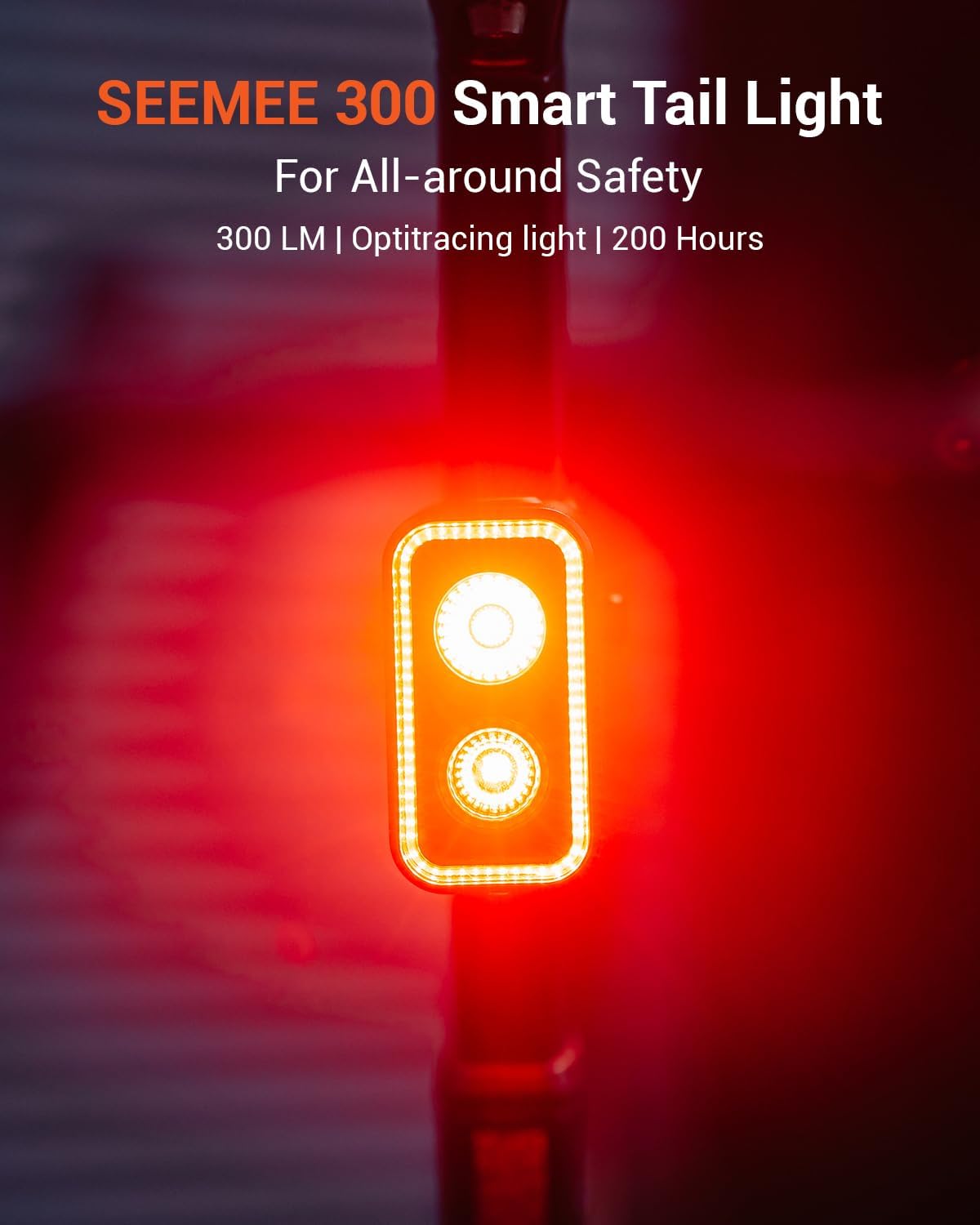 Magicshine SEEMEE 300 Bike Taillight,300 Lumen Bike Tail Light,5 Night & Daytime Modes,Smart Brake Sensor IPX6 Waterproo