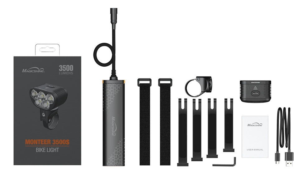 Magicshine Monteer 3500S Nebula Mountain Bike Light, 3500 Lumens Max Actual Output, 1800 Lumen Flood,1400 Lumen Spot, 52