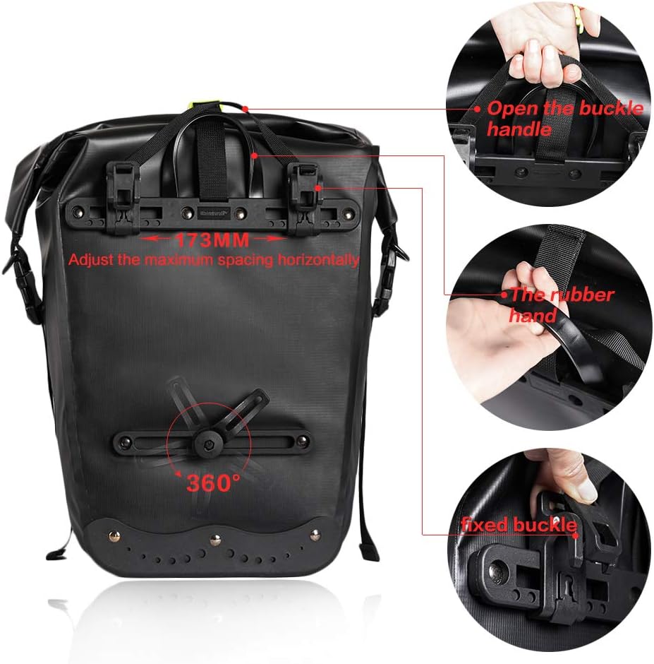 Rhinowalk Waterproof Bike Pannier Bag,(for Bicycle Cargo Rack Saddle Bag Shoulder Bag-Rk19661 25L