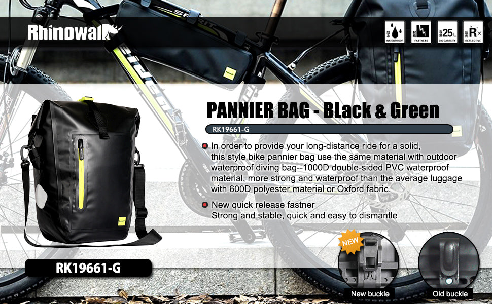 Rhinowalk Waterproof Bike Pannier Bag,(for Bicycle Cargo Rack Saddle Bag Shoulder Bag-Rk19661 25L