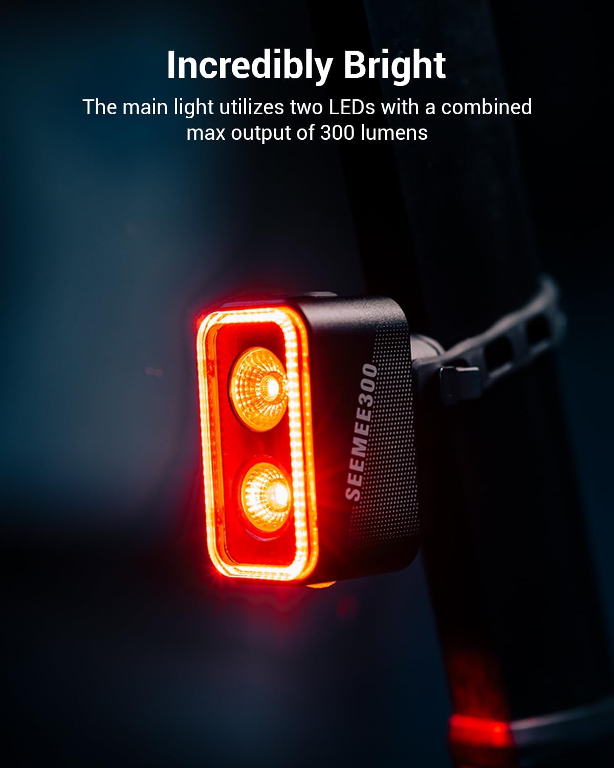 Magicshine SEEMEE 300 Bike Taillight,300 Lumen Bike Tail Light,5 Night & Daytime Modes,Smart Brake Sensor IPX6 Waterproo