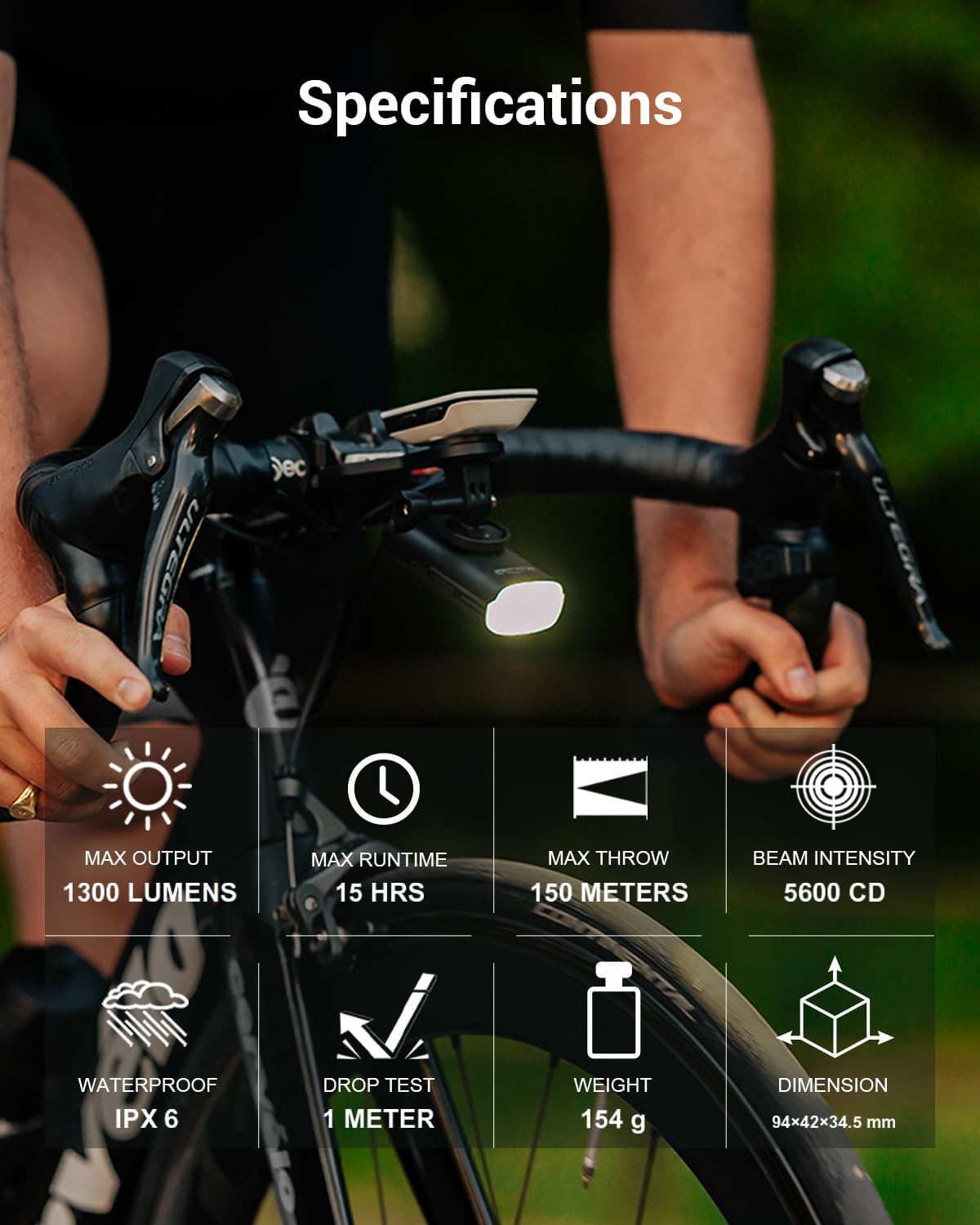 Magicshine EVO 1300 Bike Light With Remote Control, 1300 Lumens Waterproof Bicycle Headlight, USB-C Rechargeable Front L