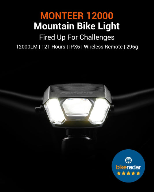 Magicshine MONTEER 12000 Mountain Bike Light,IPX6 Waterproof 12000 Lumen Max Output,20,000mAh Type-C Battery Pack With R